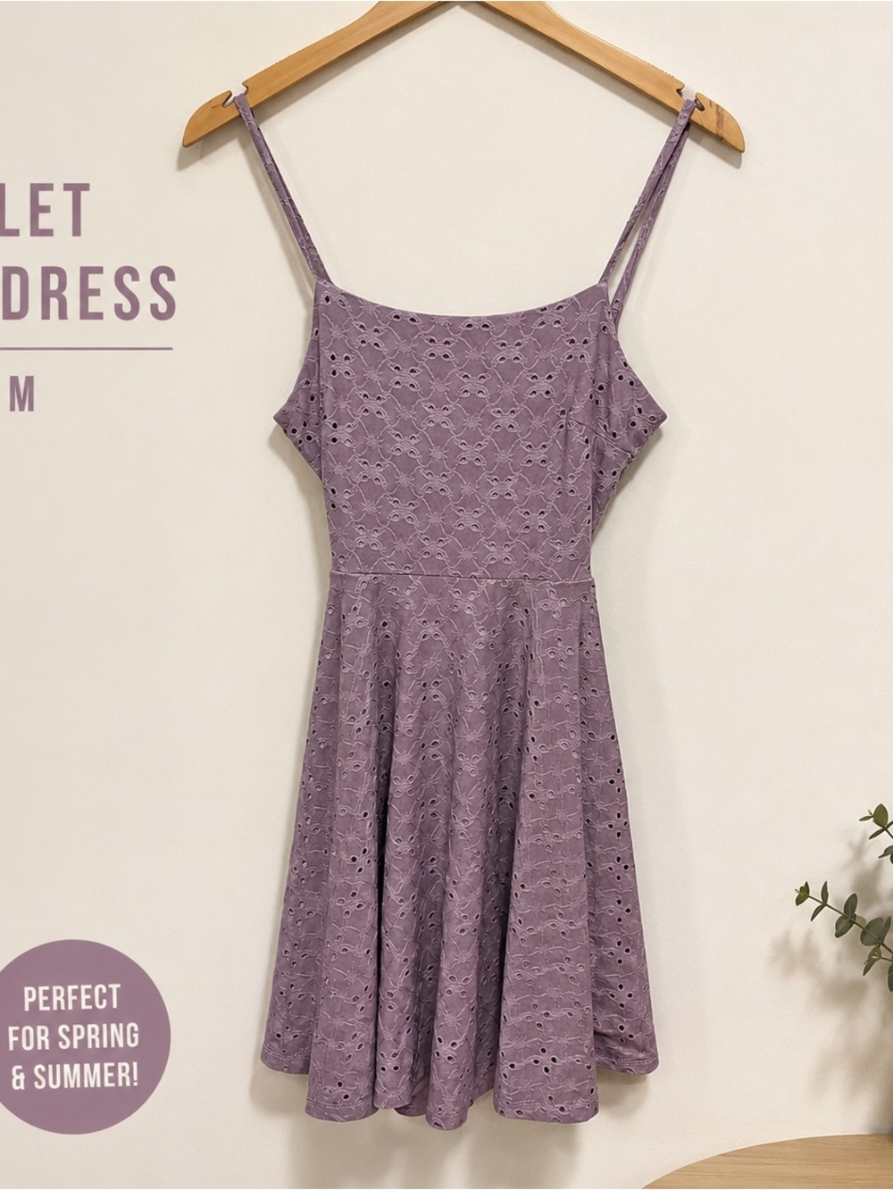 Eclipse Lavender Eyelet Spaghetti-Strap Mini Dress